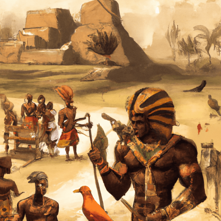 Artisti impression of the Chwezi Empire with its king and subjects.