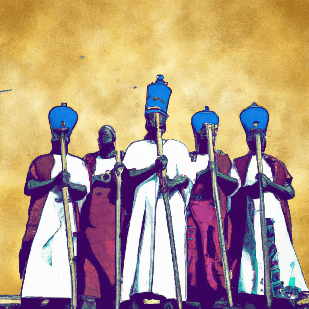 Image showing an artists impression of line of kings that ruled the Kingdom of Kush for centuries