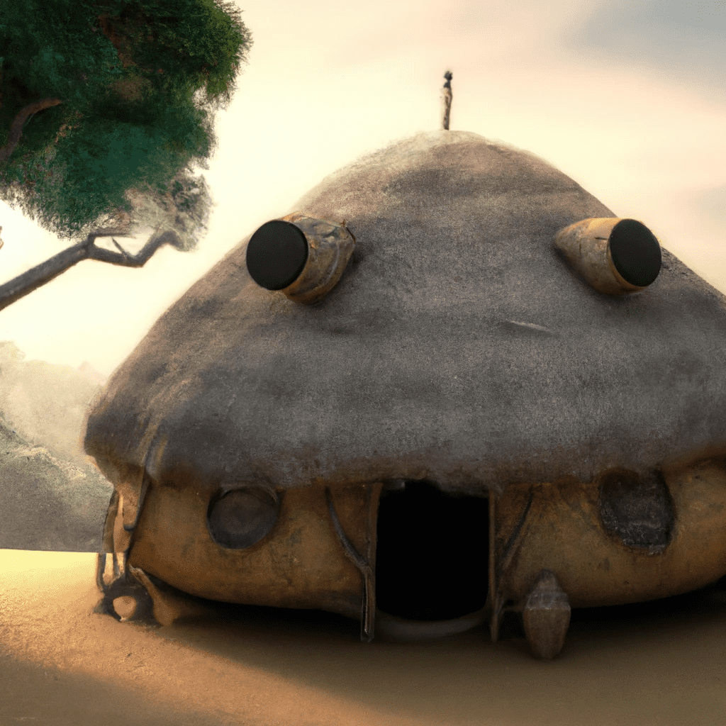 Artist impression of the Mushonge with mud walls in the form of digital art.