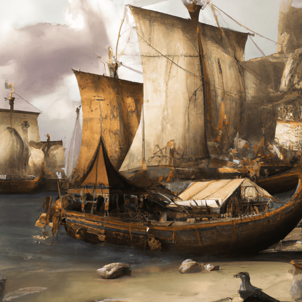 Artist impression of trade ships of the Hafsid Dynasty.