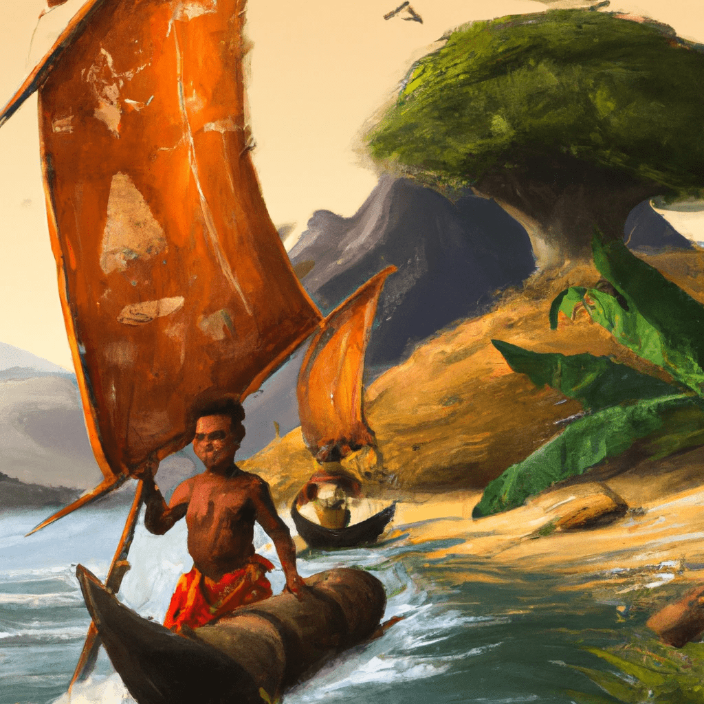 Artist impression of the Vezo Tribe Sailing in digital art form.