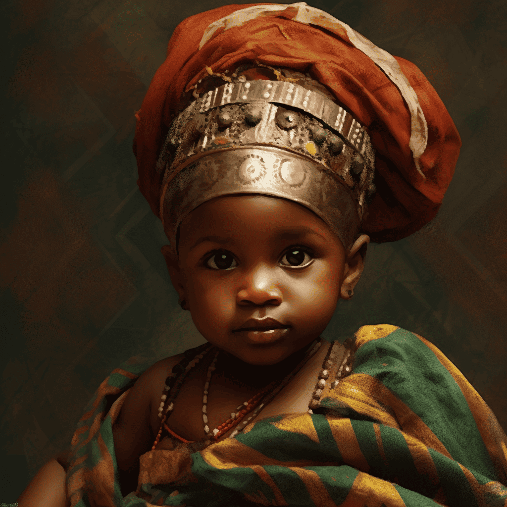 Artist impression of an infant Queen Amina