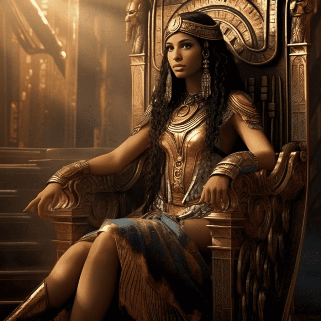 An image of Cleopatra Sitting on her throne