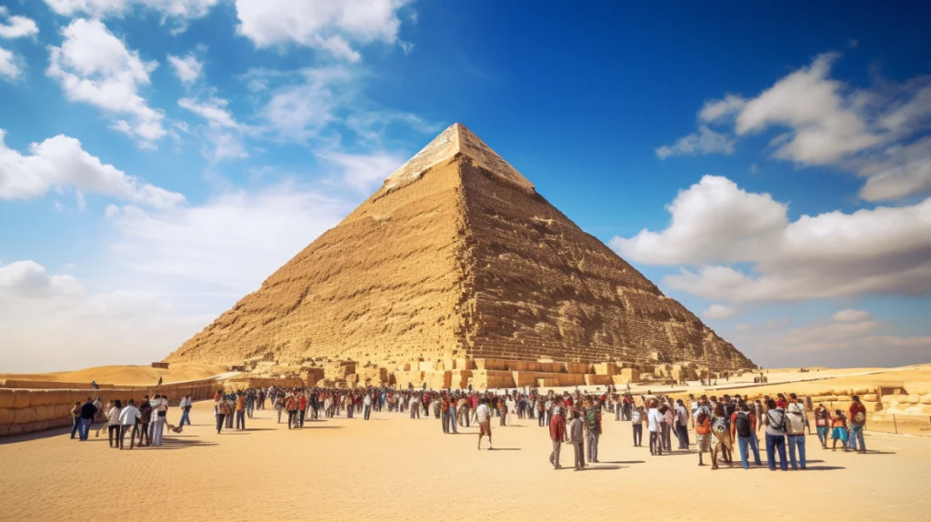 The Great of Pyramid of Giza being visited by tourists