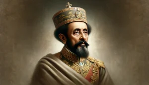 Image of Haile Selassie wearing a crown